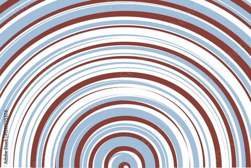 simple abstract dark and light color thin to thick half circle line pattern concentric arcs in blue and brown