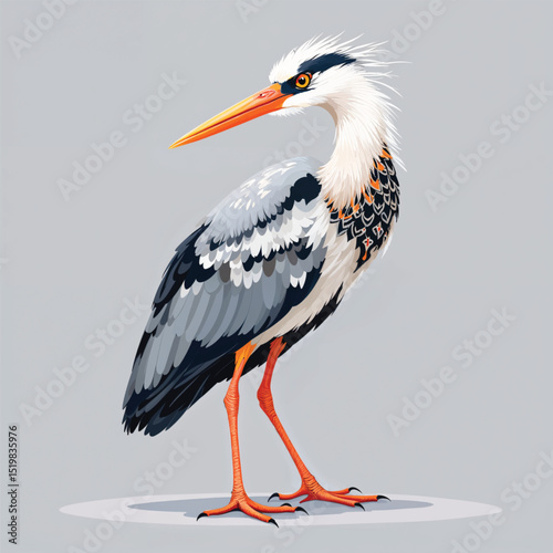 Heron cartoon vector illustration isolated