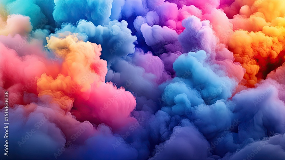 Fototapeta premium Vibrant, swirling clouds of multicolored smoke