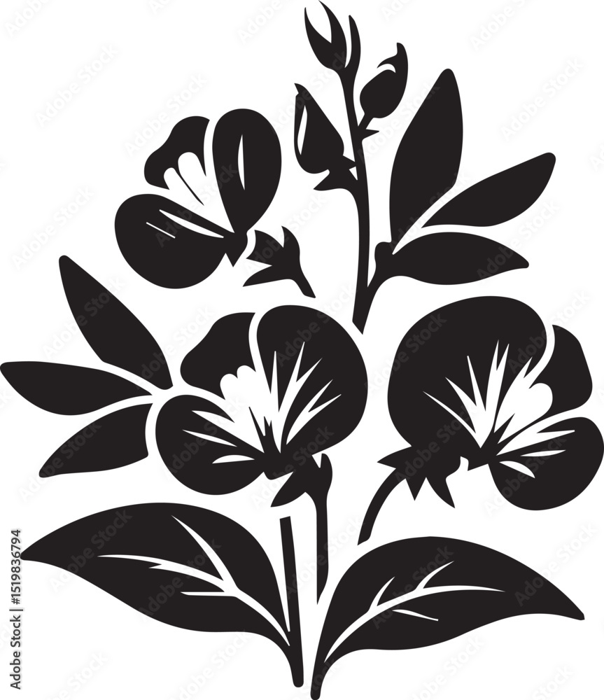 Obraz premium black flower silhouette vector, flower vector icon, flower logo