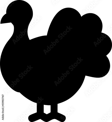 Turkey Silhouette Icon Simple Outline Design for Farm Thanksgiving or Food Related Projects and Graphic Elements for Various Applications