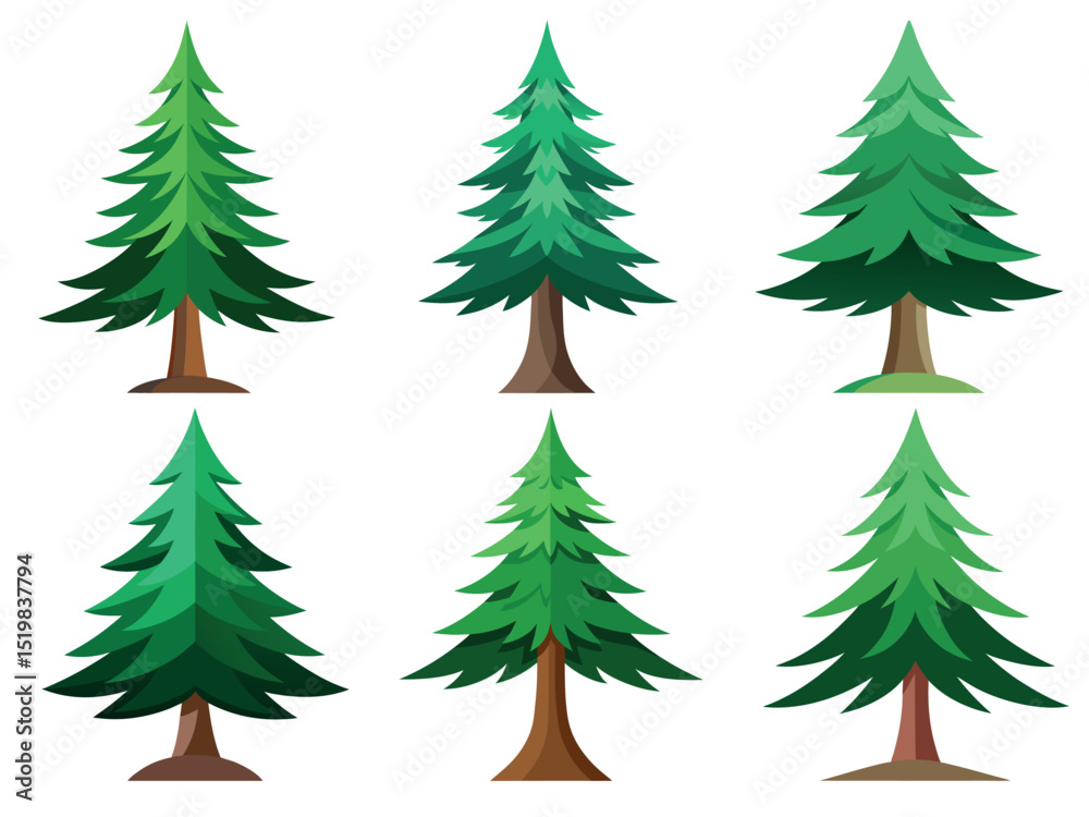 Pine Trees Vector Set Minimalist Evergreen Forest Illustrations Pine Trees Vector Set Minimalist Evergreen Forest Illustrations