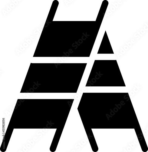 Step ladder icon. Silhouette style.