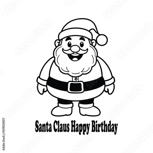 Happy birthday santa claus cartoon illustration