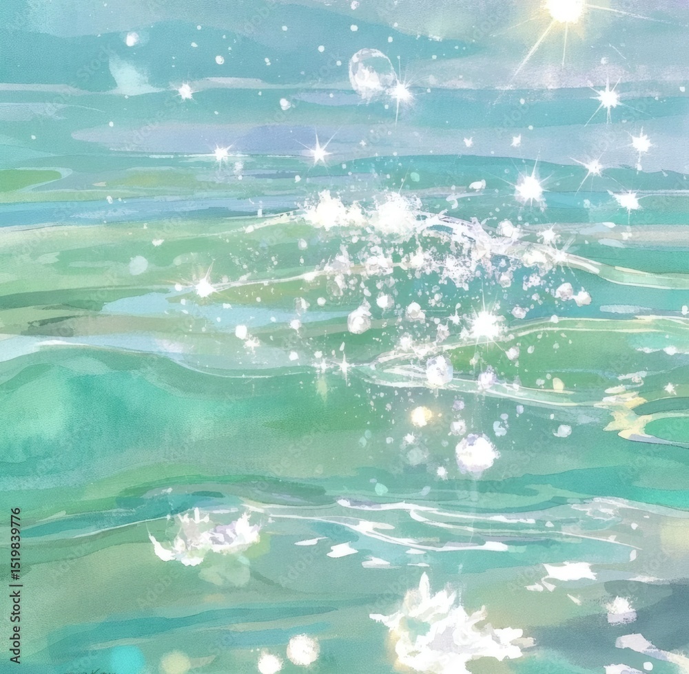 Obraz premium Dreamy watercolor artworks swirling gradients colorful Sparkling gold flecks fluid waves celestial starbursts Whimsical bubble shimmer metallic accents palettes artistic fluidity background wallpaper