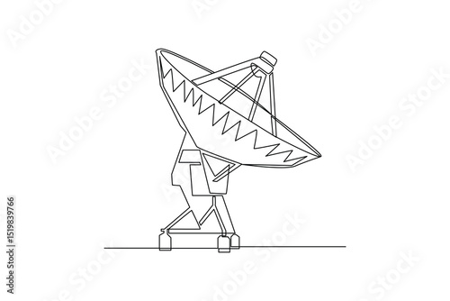 Continuous line drawing of satellite dish listening for signals