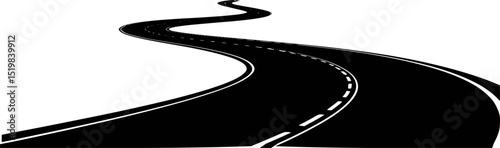 Winding road illustration in black and white