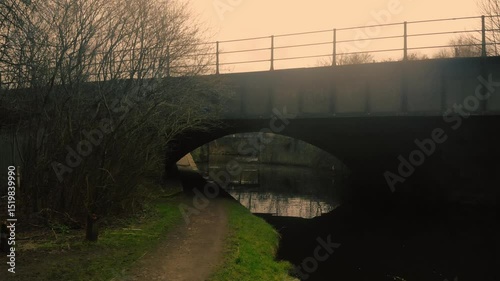 Canal bridge over waterway landscape in Yorkshire