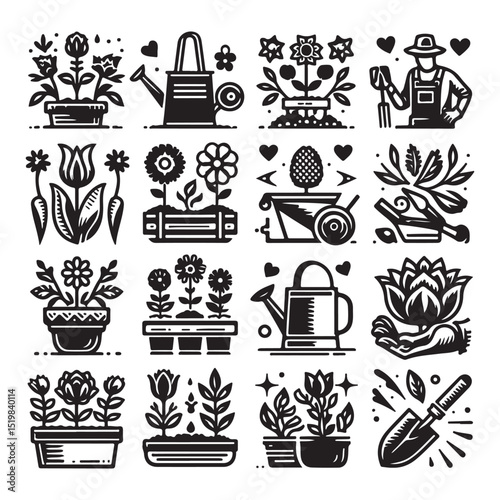 Flowers related editable stroke outline icon set flat vector illustration