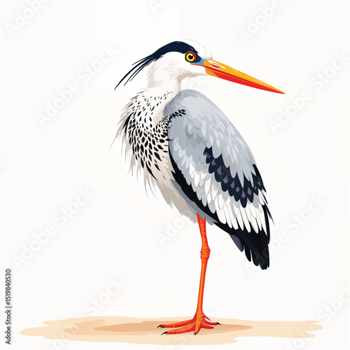 Heron cartoon vector illustration isolated