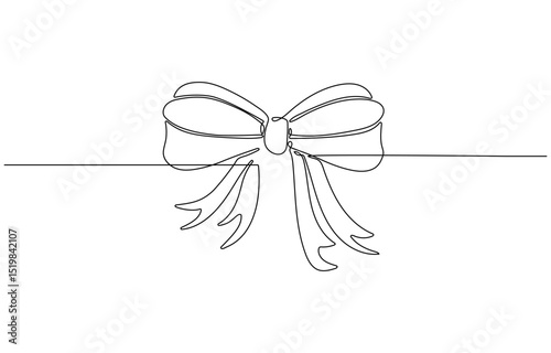 A bow tie depicted with a single continuous stroke. A minimalist, Neck with a bow tie single line art. Man in formal wear dress code abstract minimal one line drawing.