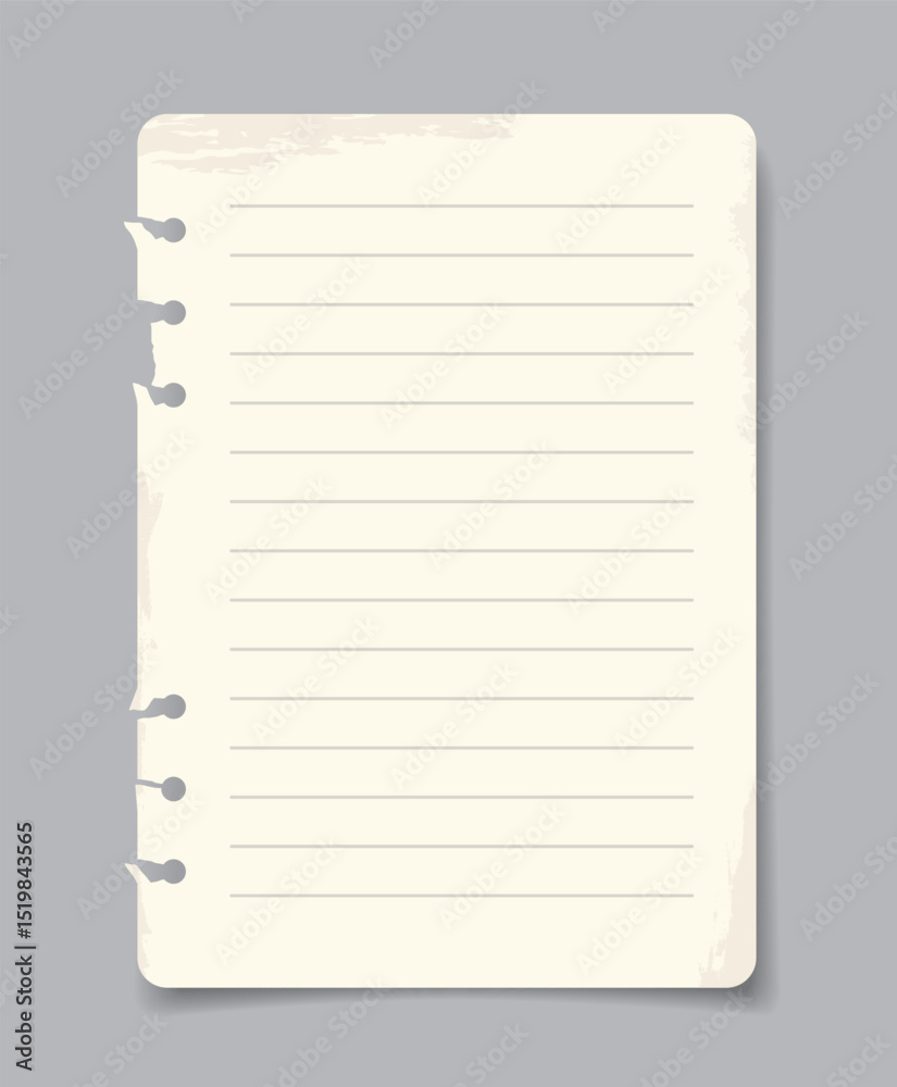 Torn notebook paper on gray background. Vector illustration Torn notebook paper on gray background. Vector illustration