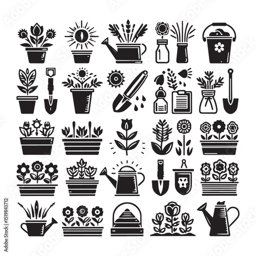 Flowers related editable stroke outline icon set flat vector illustration