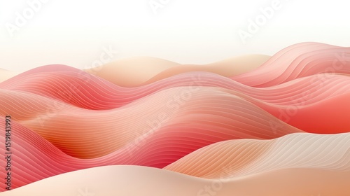 Abstract pink and peach waves flow seamlessly, creating a calming, undulating landscape