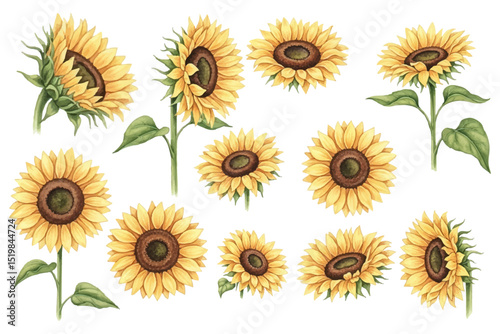 hand painted watercolor of sunflowers