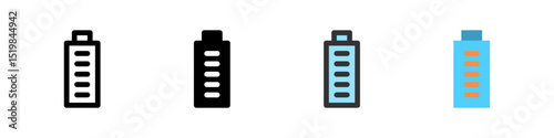 Icon set for battery 100%. Useful for devices, apps, or status displays.