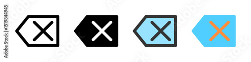 Icon set for backspace. Suitable for keyboards, text editors, or UI.