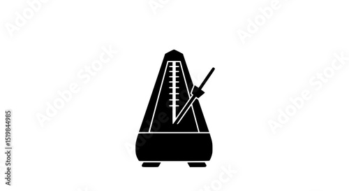 A black and white drawing of a metronome
