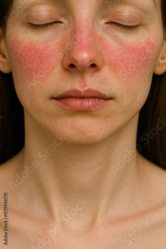 Close-Up of Woman with Facial Redness and Irritated Skin