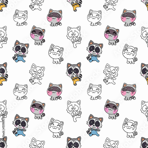 Cute animal doodles, white isolate background