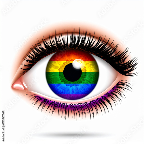 Multicolor Eye with the LGBTQ Pride Flag. Diversity and Inclusion Celebration. Pride Month.