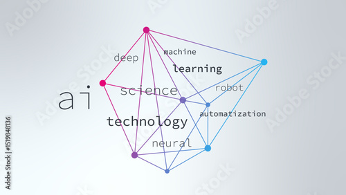 Artificial intelligence. Generative model. Smart digital technology. AI vector for science, future, programming, presentation, design, business. Network pattern