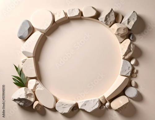 Beige Background with Irregular Stone Frame and Flat Lighting