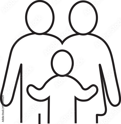 Parent and Child Outline Icon – Family Love Symbol in Minimal Style