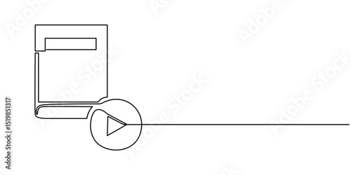Audio Book Multicolor Line Icon with Editable Stroke, Continuous one line drawing of audiobook online service concept. Open book and soundbar with voices wave for symbol library in simple linear style