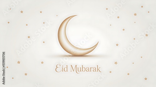 Eid Mubarak: Crescent Moon and Stars