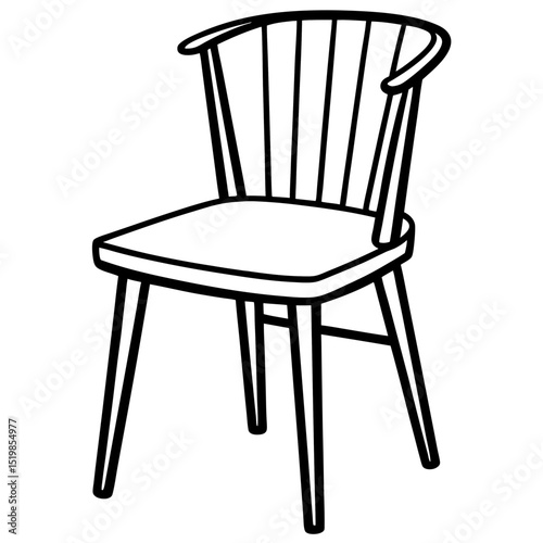 Modern Minimal Wooden Chair Vector Art