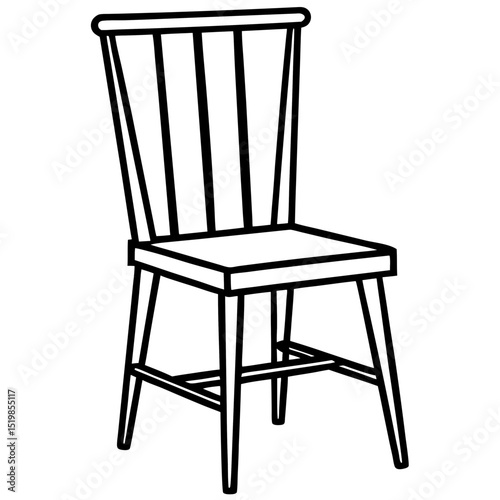 Modern Minimal Wooden Chair Vector Art
