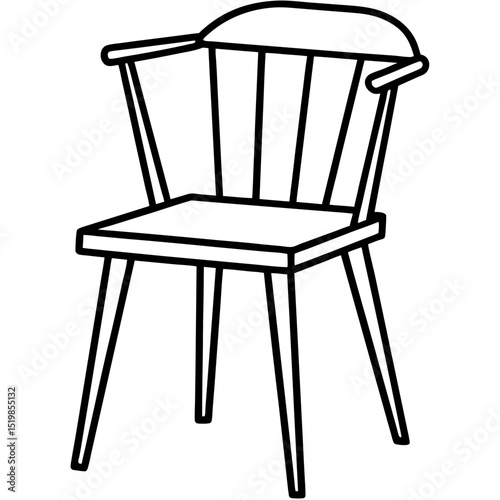 Modern Minimal Wooden Chair Vector Art