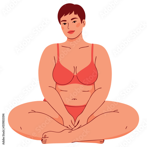 Confident Plus Size Woman Embracing Self Acceptance and Beauty in Lingerie for Positivity