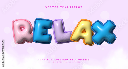 3d inflated text relax editable text effect template Suitable for cute theme