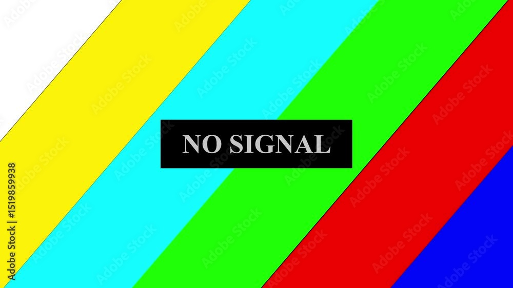Classic television test screen signal absence with colorful bars and bold no signal text overlay