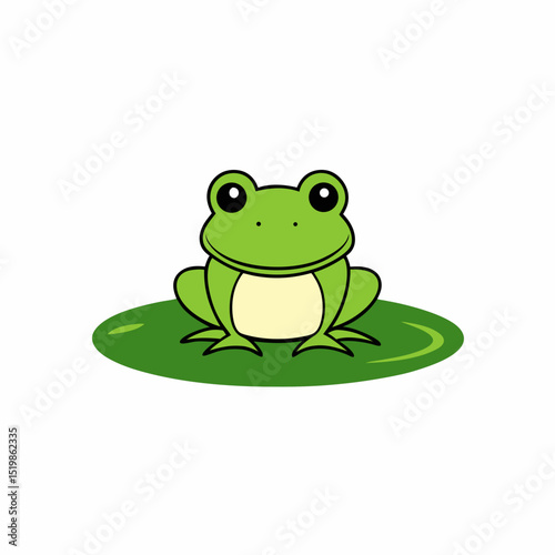green frog on white background
