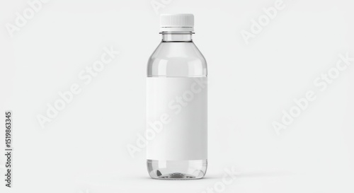 Clear plastic water bottle with blank label