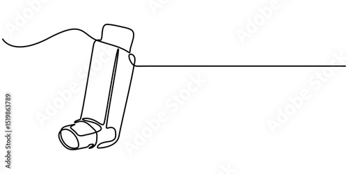 inhaler continuous one line drawing, Single one line drawing an inhaler. Medical equipment concept. Continuous line draw design graphic vector illustration.                                           