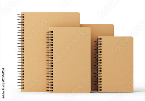 Spiral Notebooks Set in Brown on White