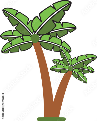 Stylized Palm Tree Vector – Tropical Beach Summer Illustration, Flat Palm Tree Icon – Exotic Summer Nature Design, Tropical Palm Tree Vector – Paradise Island Graphic, Minimalist Palm Tree with Beach 