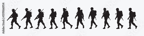 Happy Independence Day Army Vector – Patriotic Military Silhouette Clipart Design Set