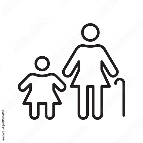 family icon. contains grandmother and granddaughter