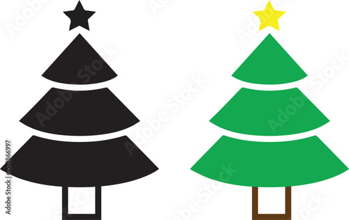 Elegant Christmas Tree Banner with Ribbon and Star – Vector EPS