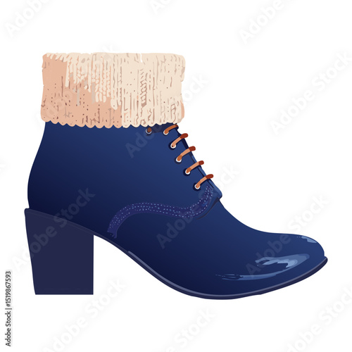 Chic Blue Fur-Trimmed Winter Lace-Up Boots