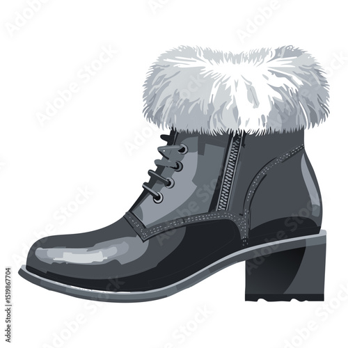 Stylish Grey Fur-Trimmed Lace-Up Boots
