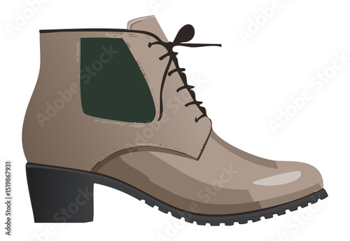 Modern Greyish Brown Lace-Up Ankle Boot