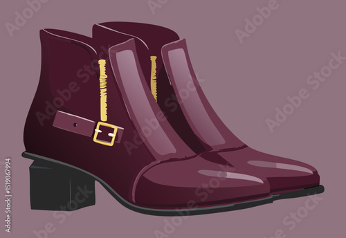 Elegant Pair of Purple Zipper Boots