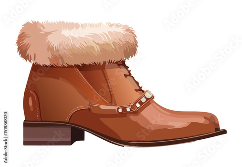 Cozy Brown Fur-Trimmed Buckle Ankle Boot
