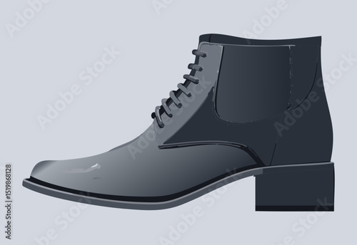 Angled Dark Grey Lace-Up Heeled Boot